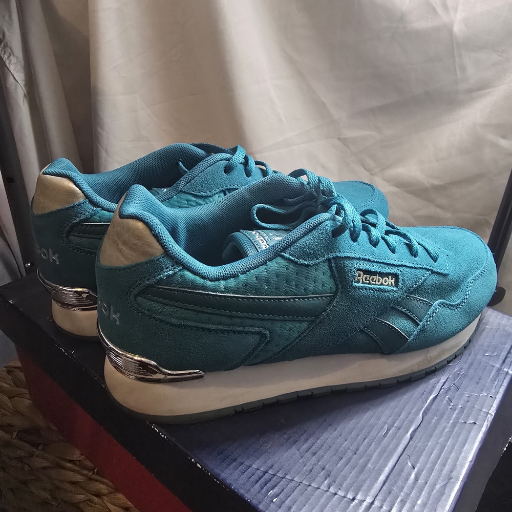 Reebok Teal Sneakers White Silver Accents